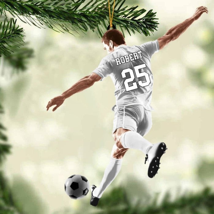 Personalized Color Ornament Play Soccer Acrylic Ornament, Christmas Ornament For Soccer SO0840