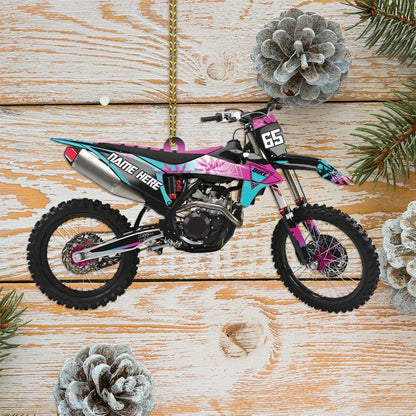 Personalized Ornament Custom Name and Number Motocross Vehicle Shaped Ornament OO1786