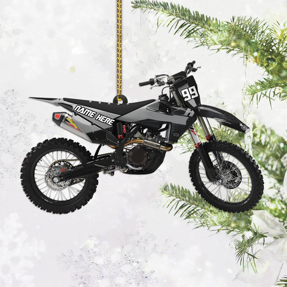 Personalized Ornament Custom Name and Number Motocross Vehicle Shaped Ornament OO1786