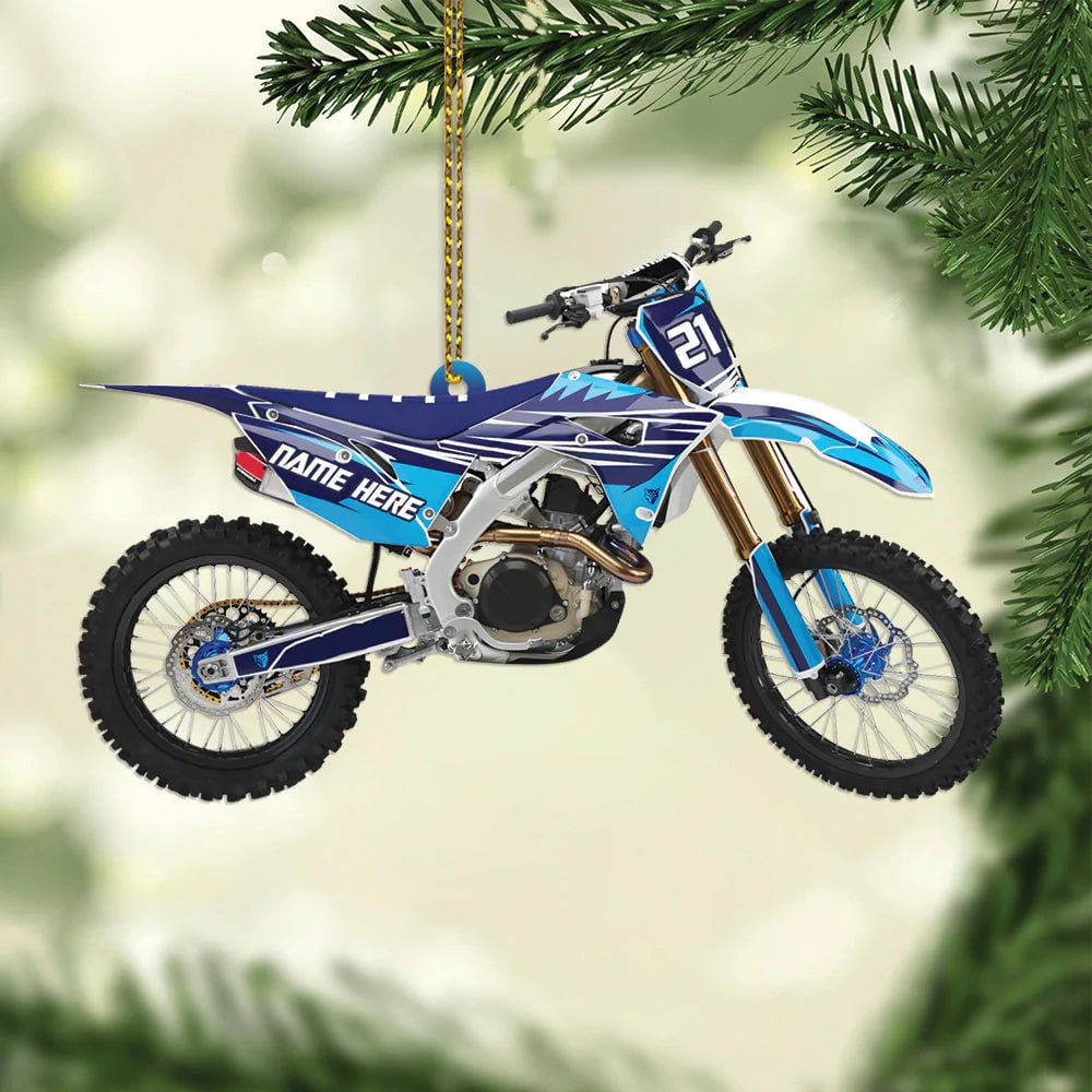 Personalized Ornament Custom Name and Number Motocross Vehicle Shaped Ornament OO1786