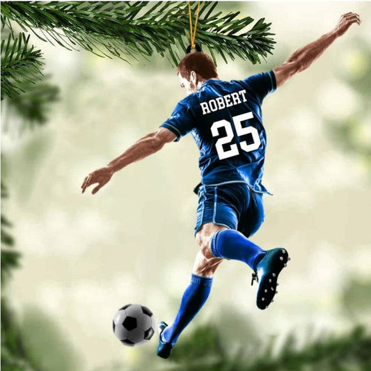 Personalized Color Ornament Play Soccer Acrylic Ornament, Christmas Ornament For Soccer SO0840