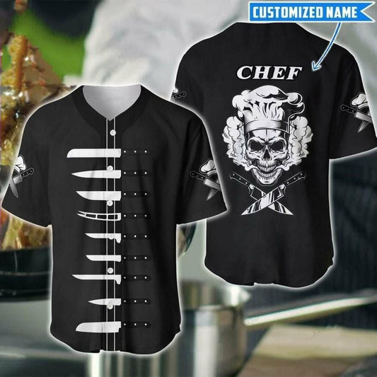 Chef Skull Personalized Baseball Jersey, Baseball Jersey for Master Chef SO0189