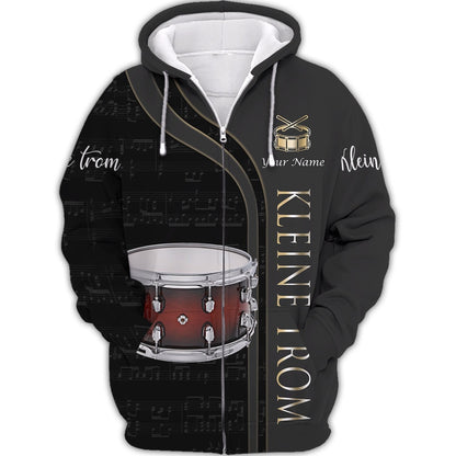 Kleine trom Personalized Name 3D Tshirt Zipper Hoodie Shirts, Gift for Musicial Lovers TO3373