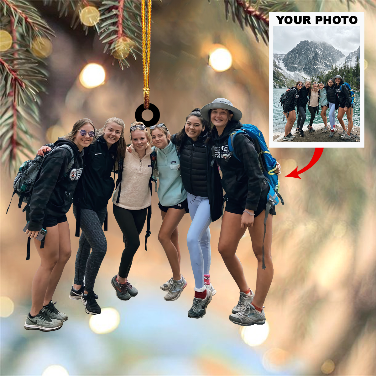 Personalized Photo Mountaineering Acrylic Ornament For Hiking Lover - Custom Your Photo Ornament Decor Christmas Tree OO1711