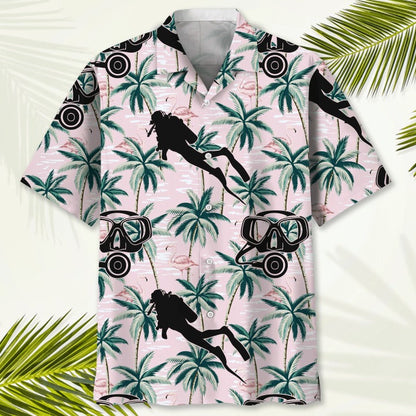 Scuba Diving Turtle Hawaiian Shirt For Summer Travel, Aloha Scuba Diving Beach Shirt For Man And Woman HO4812