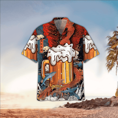 Beer floral aloha Hawaiian Shirt, Mens Hawaiian Shirt For Beer Lover, Hawaiian shirt for men HO2933