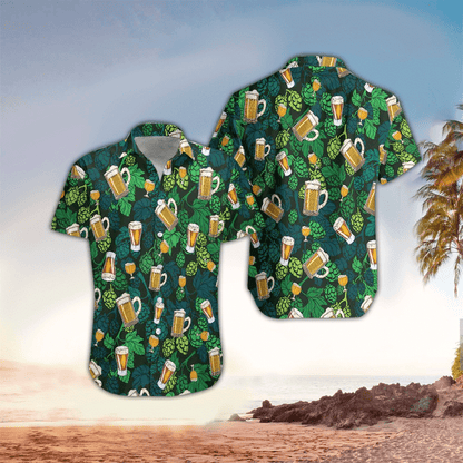 Beer and floral pattern Hawaiian Shirt for men, Perfect Gift Ideas For Beer Lover HO3437