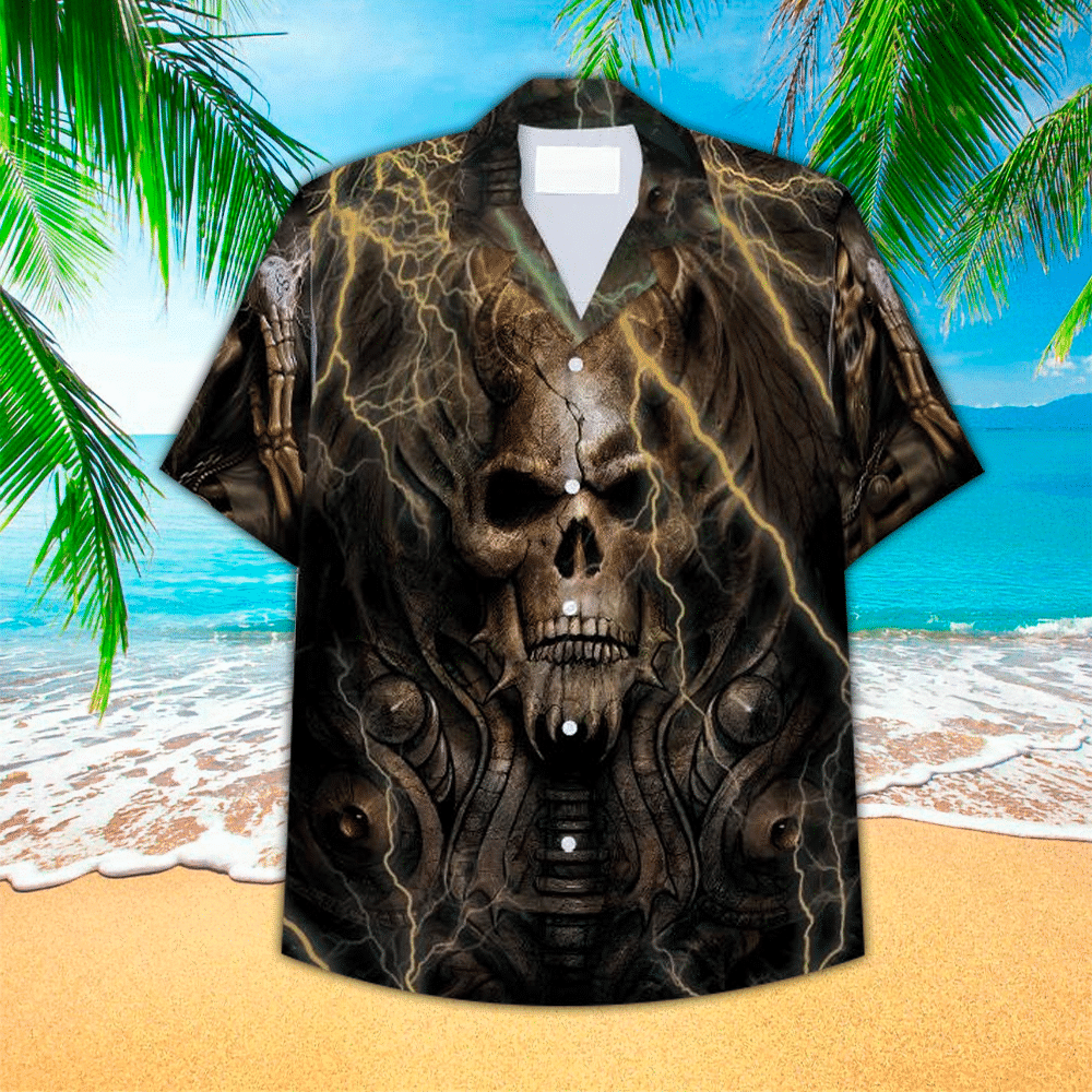 Skull Fire Hawaii Shirt, Perfect Hawaiian Shirt For Skull Lover, Hawaiian shirt for men HO2928