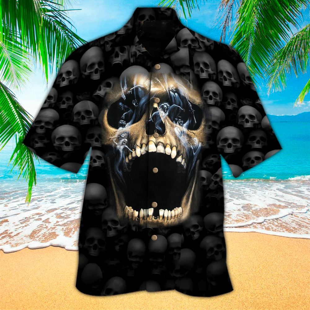 Skull Fire Hawaii Shirt, Perfect Hawaiian Shirt For Skull Lover, Hawaiian shirt for men HO2928