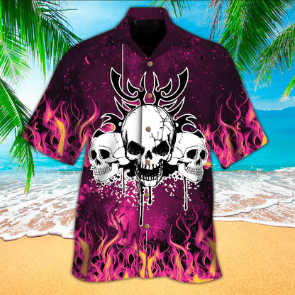 Skull Fire Hawaii Shirt, Perfect Hawaiian Shirt For Skull Lover, Hawaiian shirt for men HO2928