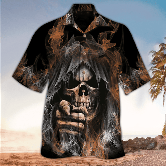 Skull 3D All printed black Hawaii Shirt, Perfect Hawaiian Shirt For Skull Lover, Hawaiian shirt for men HO2930