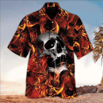 Skull Fire Hawaii Shirt, Perfect Hawaiian Shirt For Skull Lover, Hawaiian shirt for men HO2928