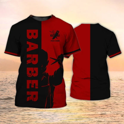 Barber T shirt Custom Barber Shop Shirt Black & Red Gift For Men TO2045