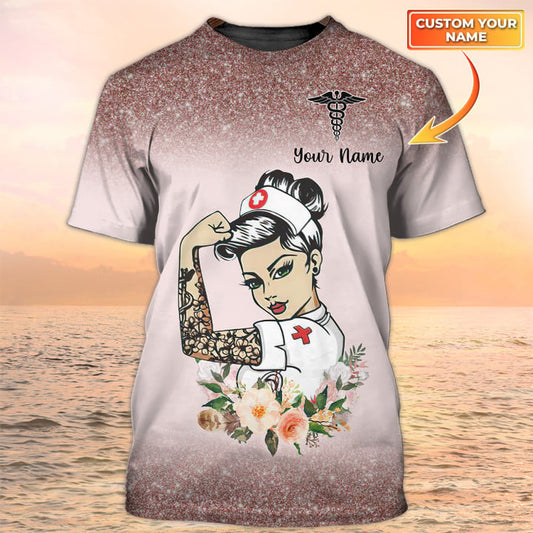 Tattoo Nurse Tshirt, Nursing Custom Shirts, Nurse Personalized Name TO3173