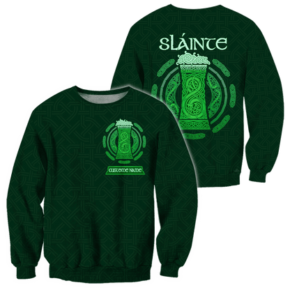 Personalized Irish Saint Patrick's Day 3D Printed Slante Drink Beer Shirt PO0232