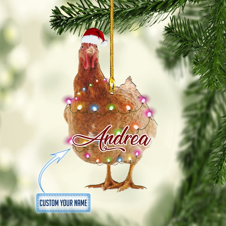 Personalized Chicken Merry Christmas Ornaments, Best Gift for Chicken Lovers, Farm Gift Christmas Ornament OO1682