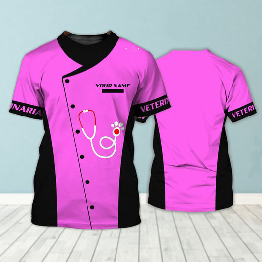 Veterinarian Uniform Black Pink Custom Name 3D Shirts (Non workwear) TO3202