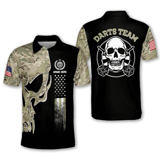 Tendpins Skull Camo Darts Personalized Name And Team Name 3D Shirt DMA0300