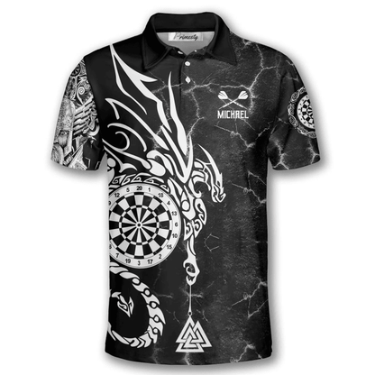 Tendpins Viking Runes Black White Darts Personalized Name And Team Name 3D Shirt DMA0299