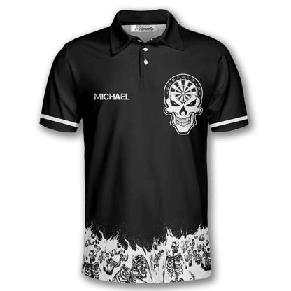 Tendpins Skull Skeletons Black White Darts Personalized Name And Team Name 3D Shirt DMA0288