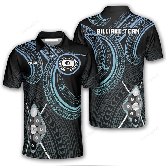 Tendpins Blue Tribal Custom 9 Ball Billiard 3D Shirt BIA0250