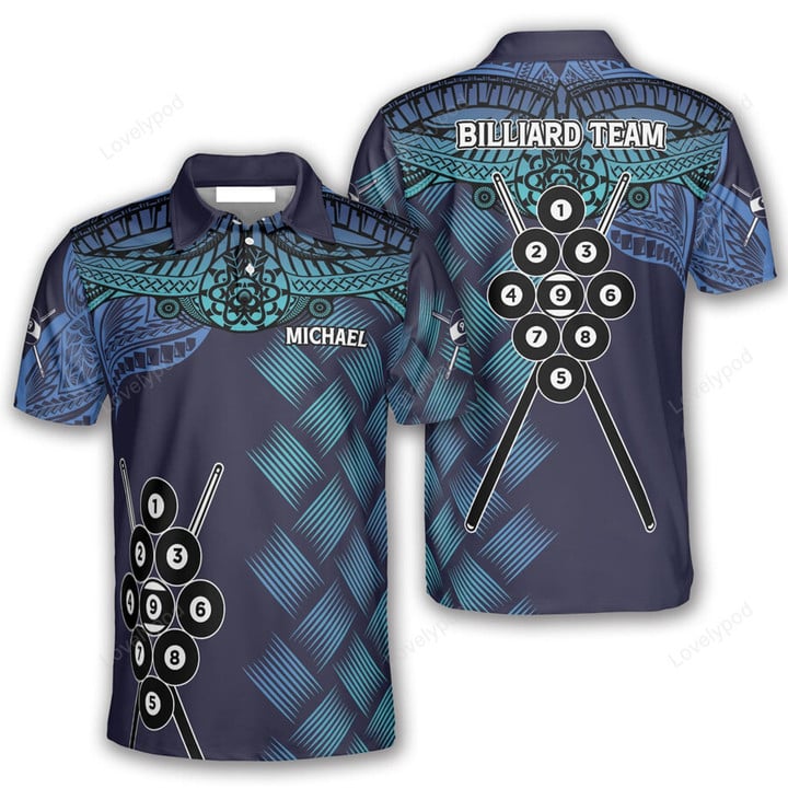 Tendpins Blue Tribal Pattern Custom 9 Ball Billiard 3D Shirt BIA0248