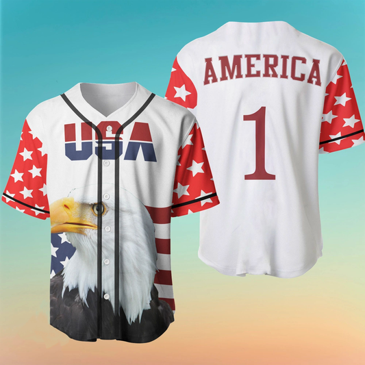 Personalized 4th Of July Usa Eagle 1 Baseball Jersey, Baseball Jersey Shirt for Men SO0212