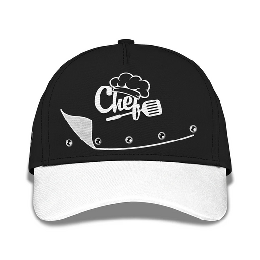 Chef Cap Chef Wear Cook Baseball Cap Custom Chef Classic Cap Black & White CA0358