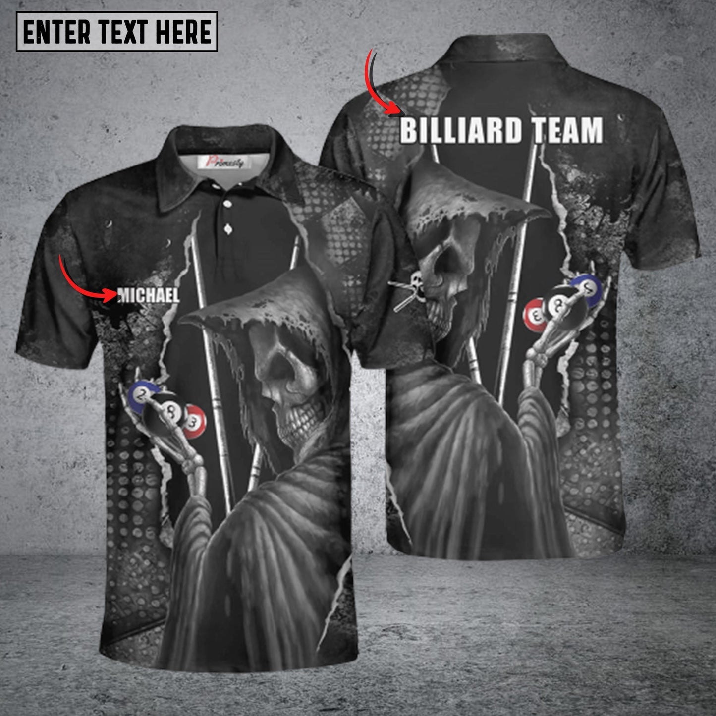 Tendpins Billiards Skull Conqueror Personalized Name 3D Shirt BIA0759