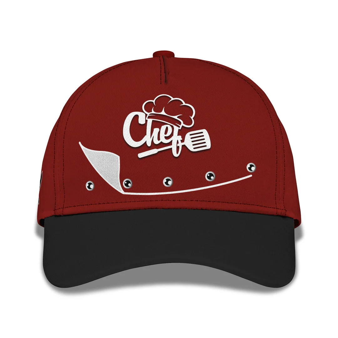 Chef Cap Chef Wear Cook Baseball Cap Chef Classic Cap Black & Red CA0357