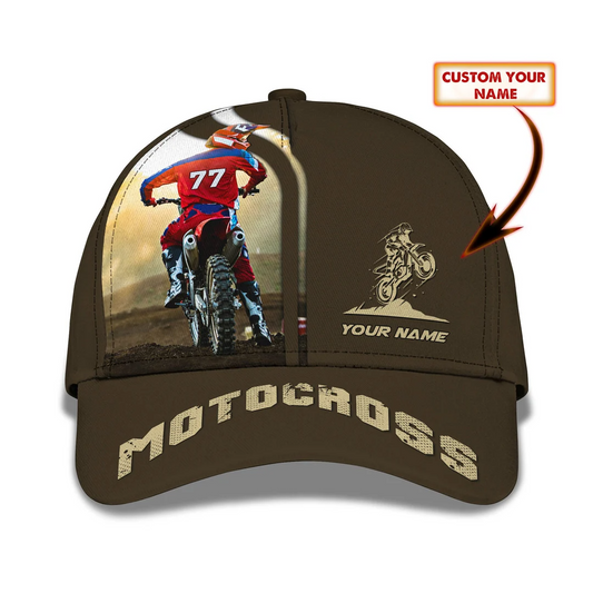 Motocross Classic Cap Motorcycle Personalized Name 3D Baseball Cap CA0353