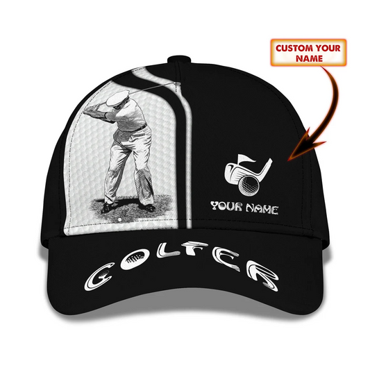 Golfer Classic Cap Golf Custom Name 3D Baseball Cap CA0350