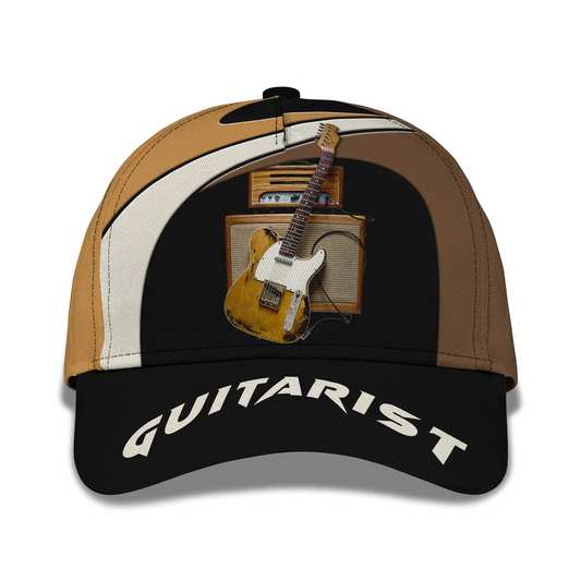 Guitar Cap 3D Full Printed Guitar Baseball Cap, 3D Classic Cap For Guitar Men, Gift To Guitarist CA0347