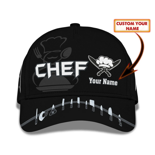 Chef Ball Cap Custom Cook Cap 3D Chef Knives Classic Cap Black CA0344