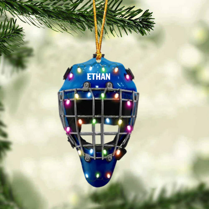 Version 3 Ice Hockey Helmet With Cage - Personalized Christmas Ornament - Gifts For Ice Hockey Lovers OO1809