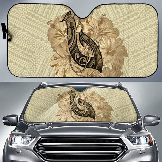 Light Brown Kakau Polynesia Hawaii Printed Car Sun Shade Cover Auto Windshields Tendpins SO0395