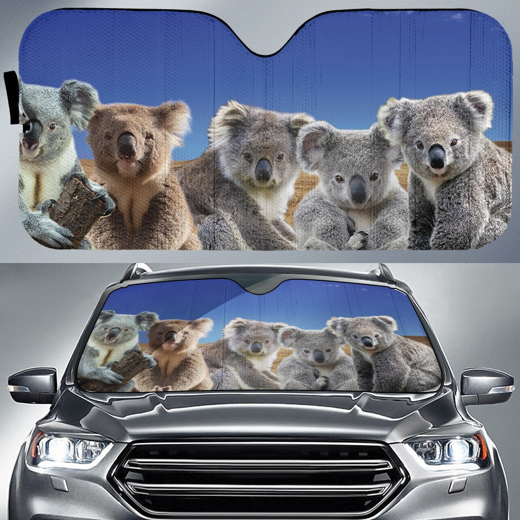 Five Koala Friends For Animals Lovers Printed Car Sun Shade Cover Auto Windshield Tendpins SO0399