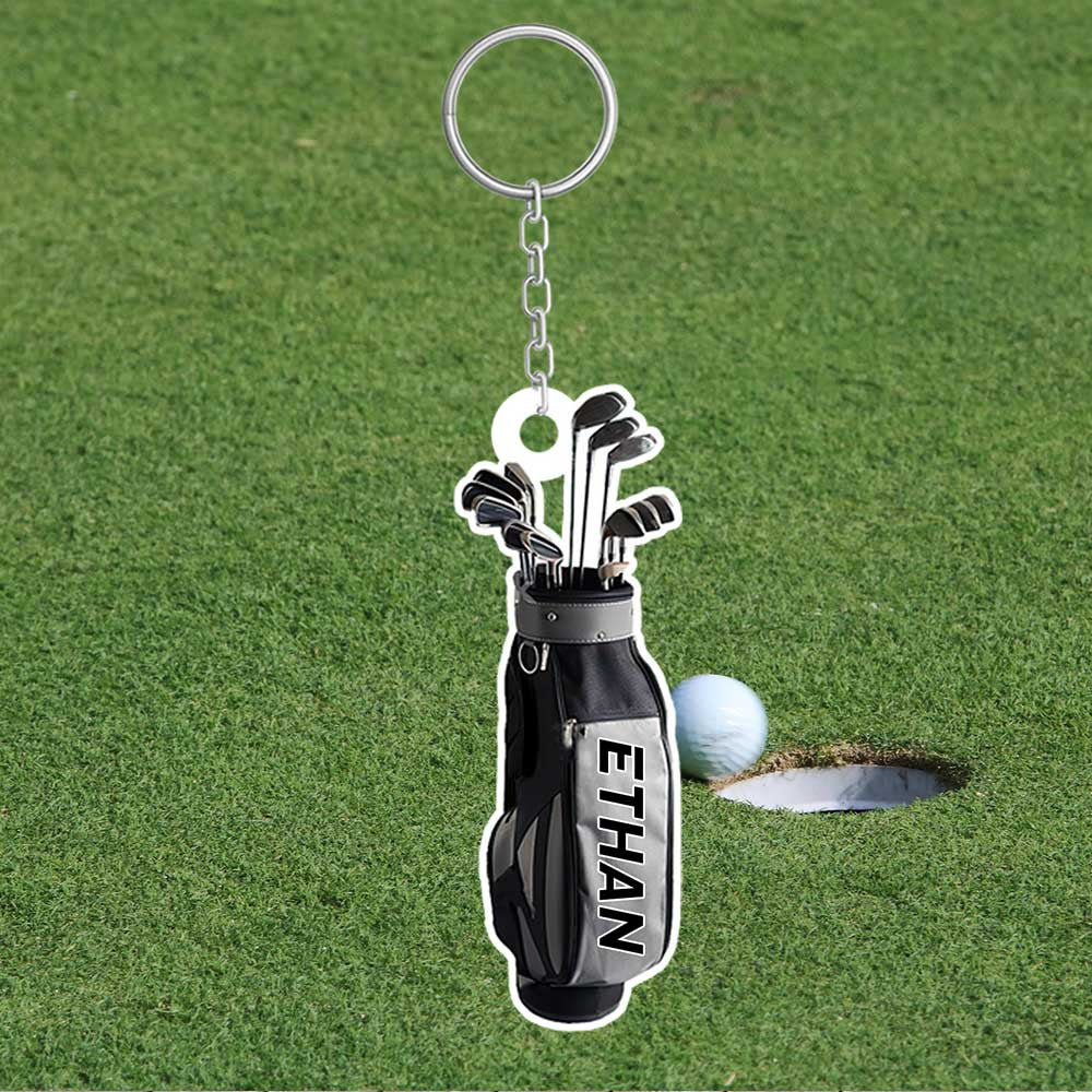 Personalized Golf Gear Keychain, Golf Car Flat Keychain, Custom Name for Golfer, God lub SO0197