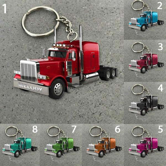 Personalized Truck Vintage Keychain, Custom Shaped Flat Acrylic Keychain for Trucker SO0196