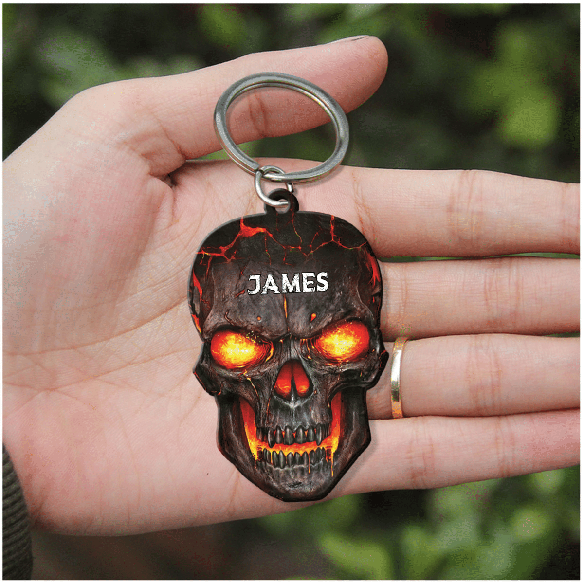 Personalized Skull Keychain, Custom Name Flat Acrylic Keychain for Skull Lover SO0095