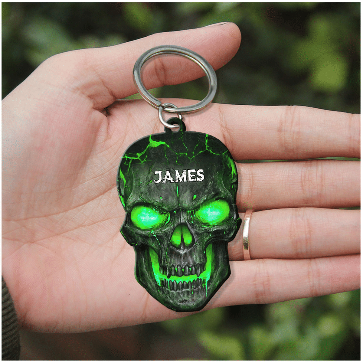 Personalized Skull Keychain, Custom Name Flat Acrylic Keychain for Skull Lover SO0095