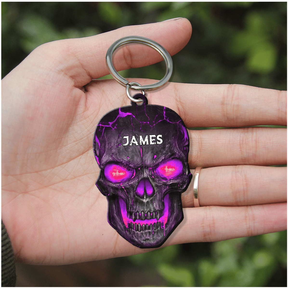 Personalized Skull Keychain, Custom Name Flat Acrylic Keychain for Skull Lover SO0095