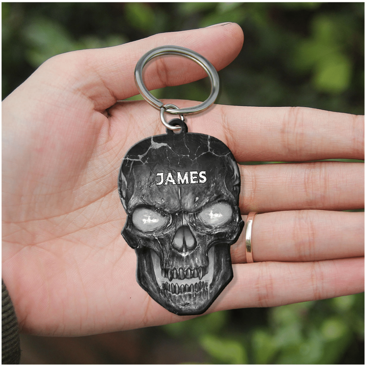 Personalized Skull Keychain, Custom Name Flat Acrylic Keychain for Skull Lover SO0095