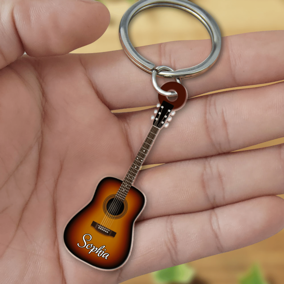 Personalized Acoustic Guitars Acrylic Keychain for Guitar Lovers KO0217