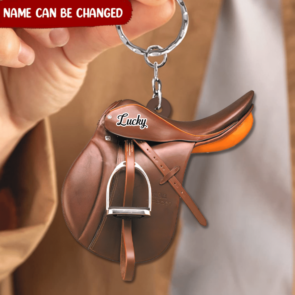 Horse Saddle, Personalized Cowboy Keychain, Cowgirl Acrylic Keychain For Horse Lovers, Name & Saddle Color can be changed SO0092