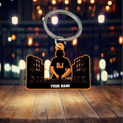 Personalized DJ Deejay Keychain, Custom Name acrylic Flat Keychain for DJ KO0171