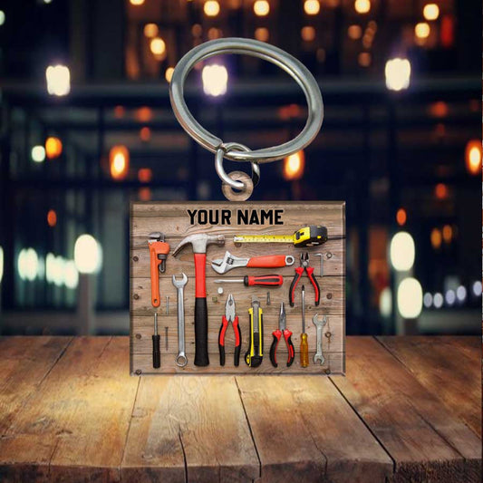 Personalized Plumber keychain, Custom Name Flat Acrylic Keychain for plumber KO0185