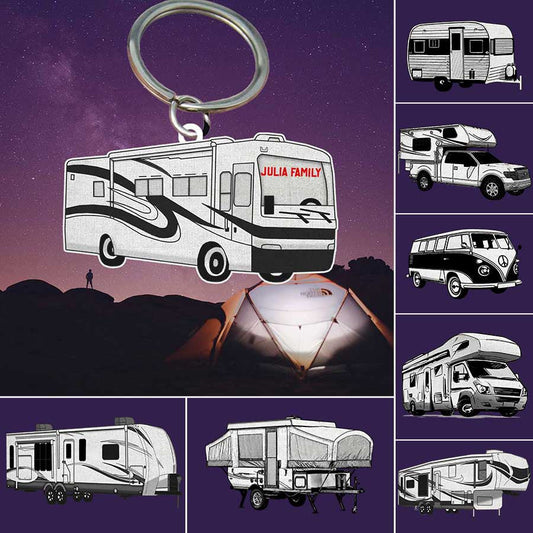 Personalized Camping Keychain, Class A Flat Acrylic Keychain for Camper KO0184