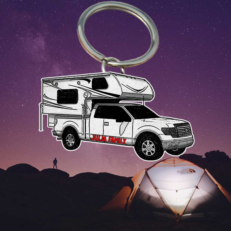 Personalized Camping Keychain, Camping Trailers Flat Acrylic Keychain for Camper SO0191