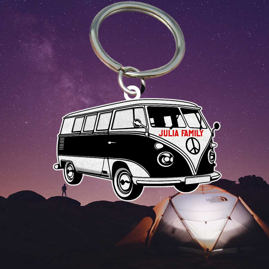 Personalized Camping Keychain, Camping Trailers Flat Acrylic Keychain for Camper SO0191